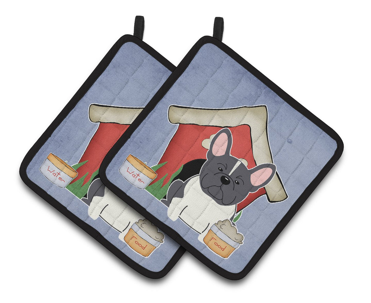 Dog House Collection French Bulldog Black White Pair of Pot Holders BB2766PTHD by Caroline&#39;s Treasures
