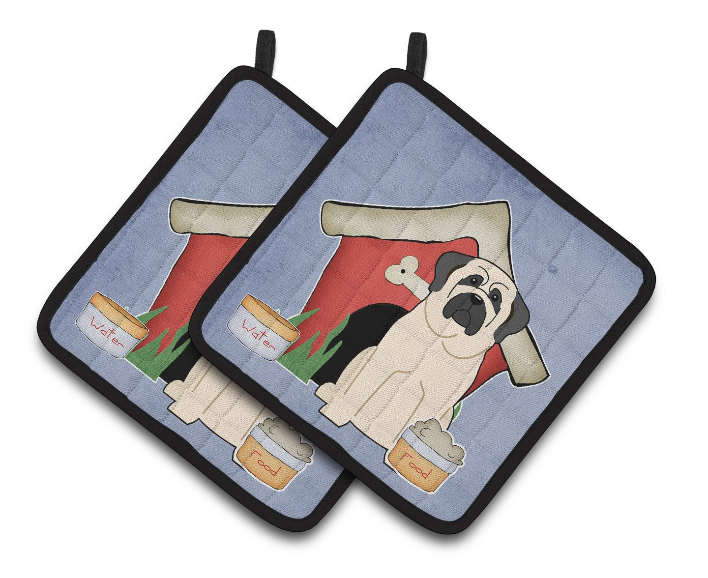Dog House Collection Mastiff White Pair of Pot Holders BB2771PTHD by Caroline's Treasures