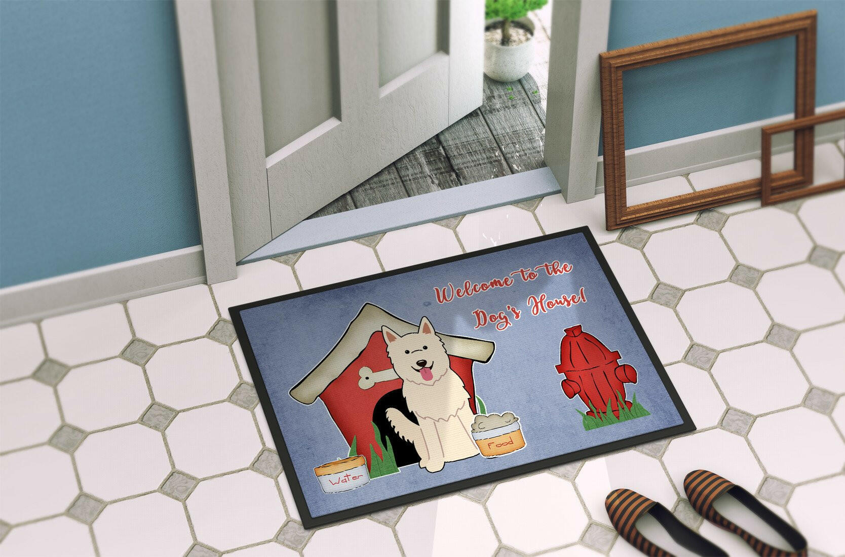 Dog House Collection White German Shepherd Indoor or Outdoor Mat 24x36 BB2799JMAT - the-store.com