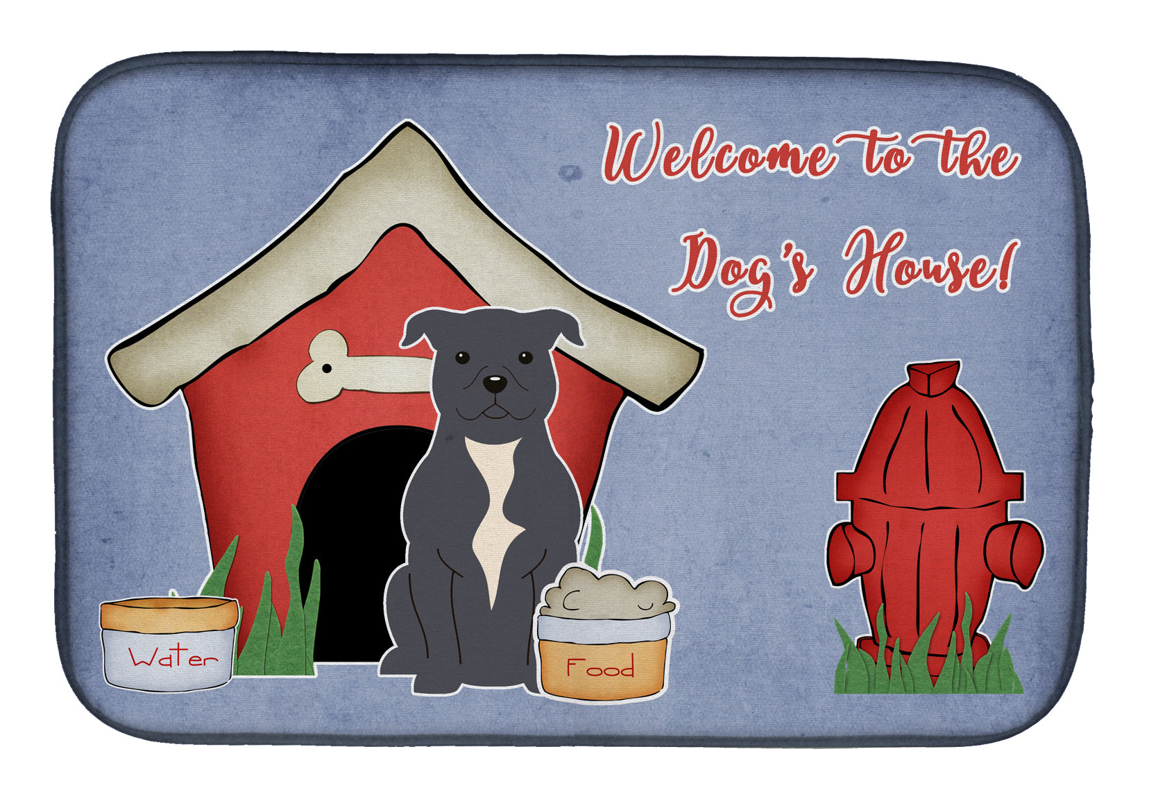 Dog House Collection Staffordshire Bull Terrier Blue Dish Drying Mat BB2800DDM