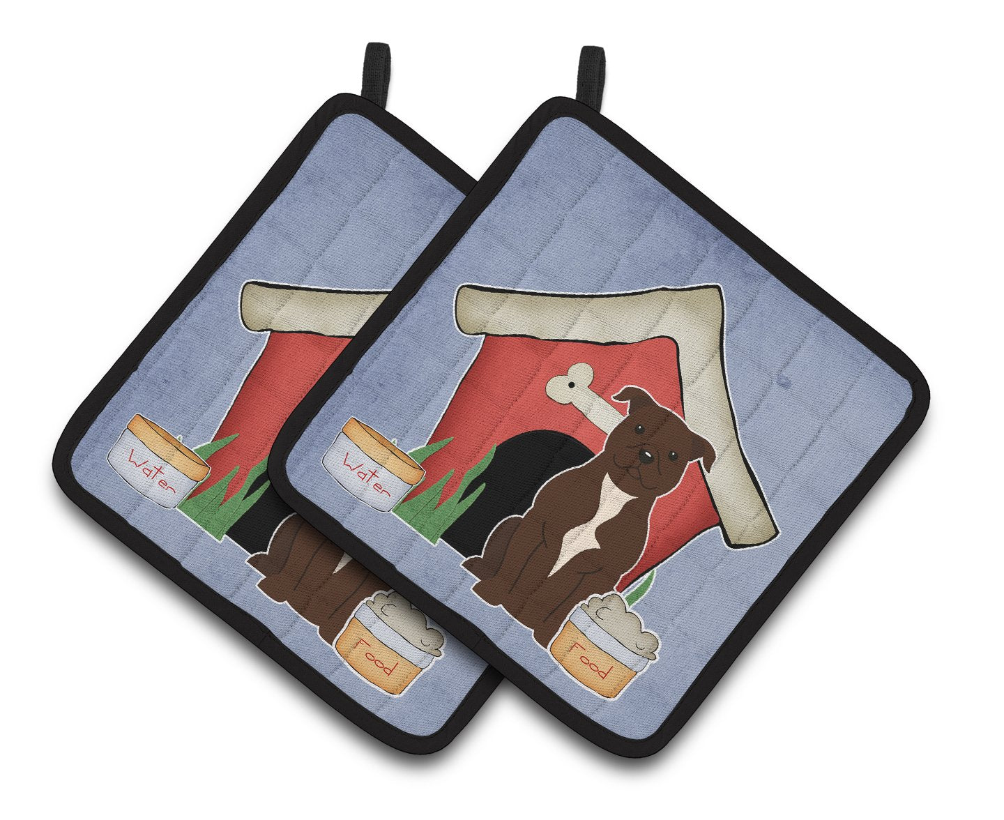 Dog House Collection Staffordshire Bull Terrier Chocolate Pair of Pot Holders by Caroline's Treasures