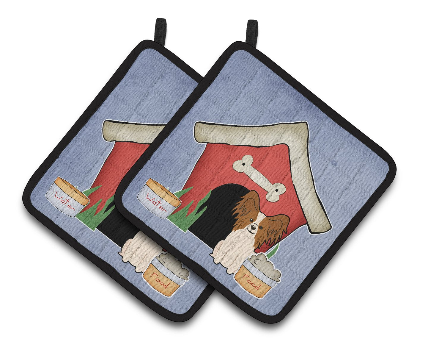 Dog House Collection Papillon Red White Pair of Pot Holders by Caroline's Treasures