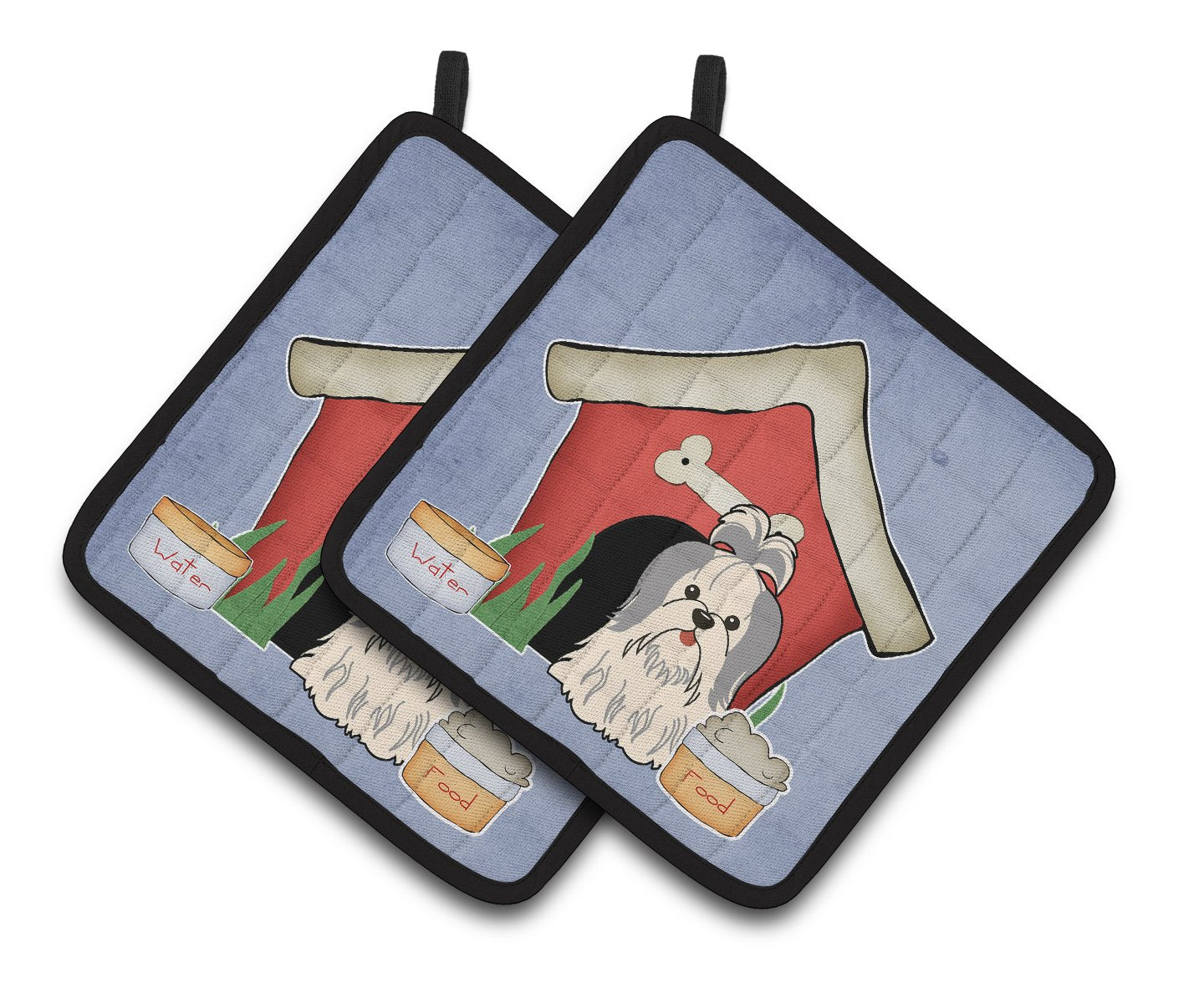 Dog House Collection Shih Tzu Silver White Pair of Pot Holders by Caroline's Treasures