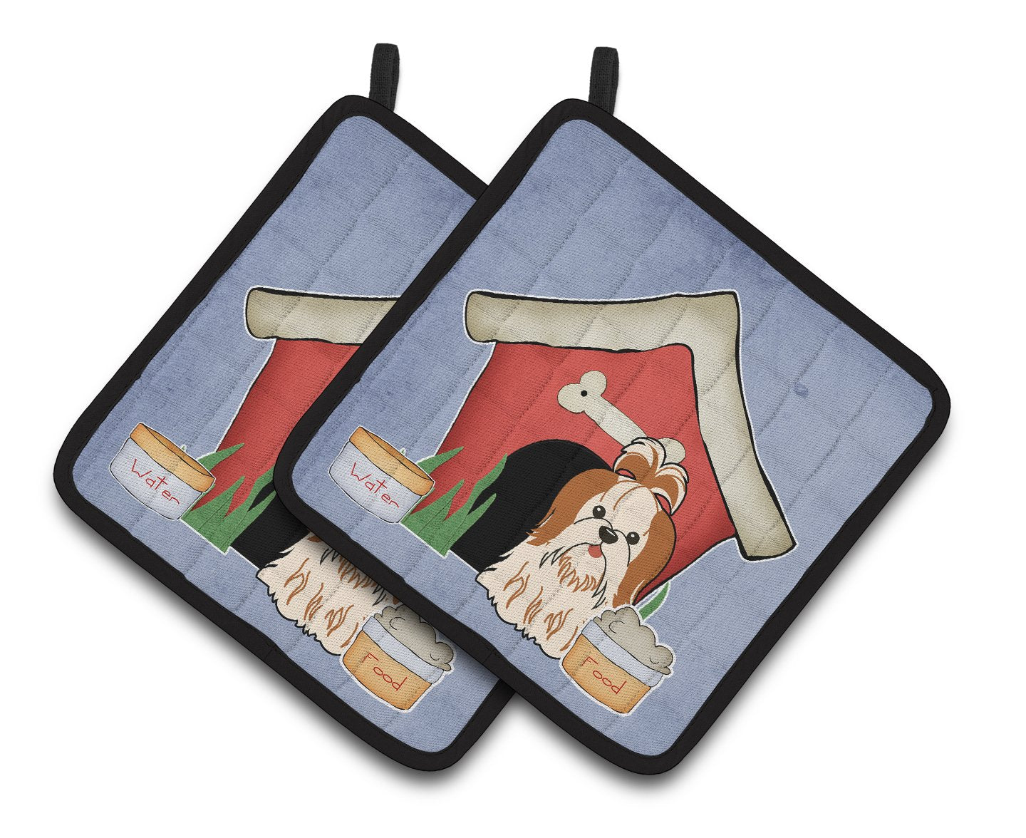 Dog House Collection Shih Tzu Red White Pair of Pot Holders by Caroline's Treasures