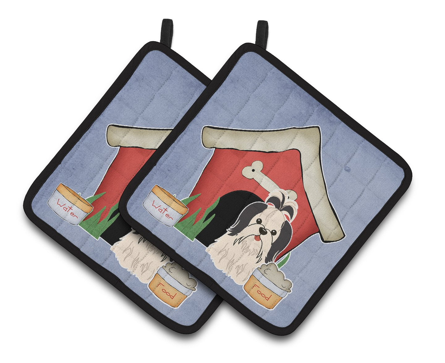 Dog House Collection Shih Tzu Black White Pair of Pot Holders BB2842PTHD by Caroline's Treasures