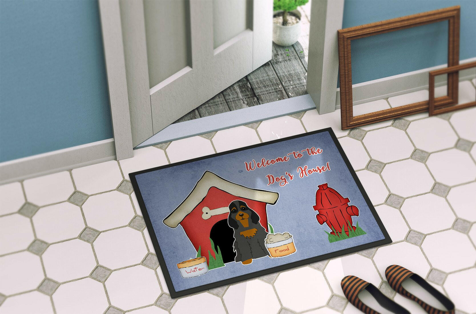Dog House Collection Cocker Spaniel Black Tan Indoor or Outdoor Mat 24x36 BB2847JMAT - the-store.com