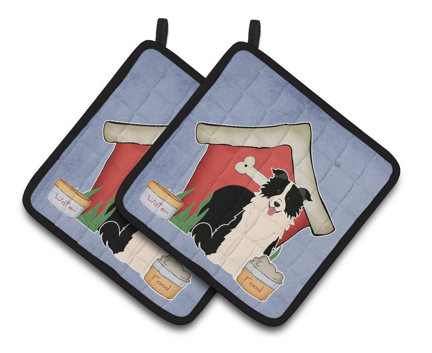 Dog House Collection Border Collie Black White Pair of Pot Holders by Caroline's Treasures