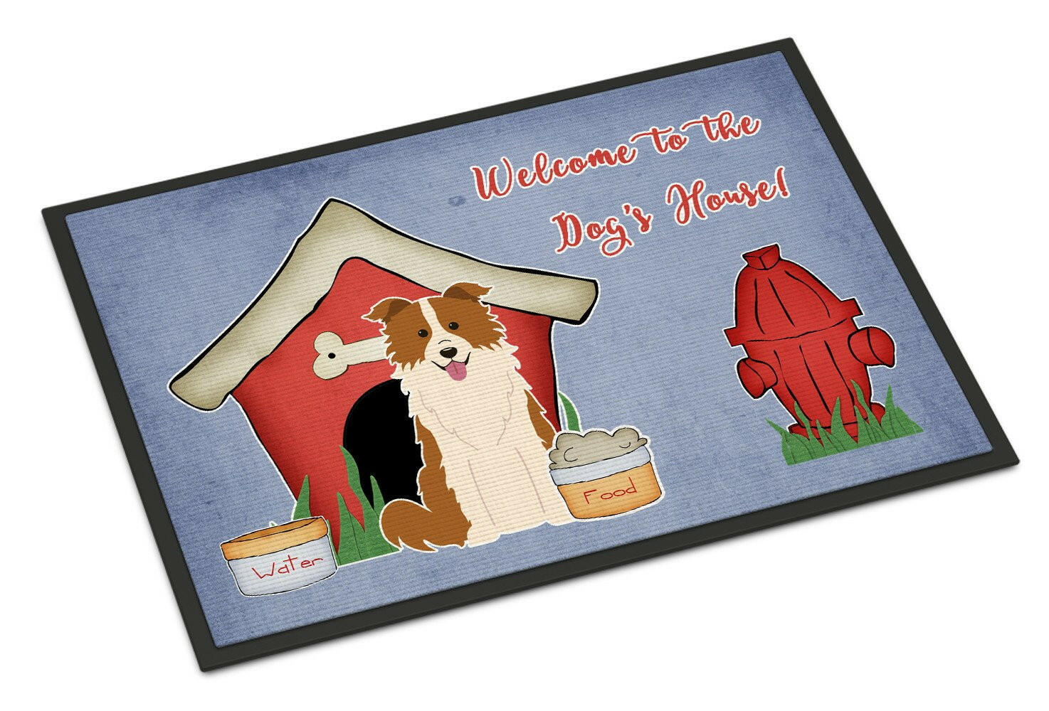 Dog House Collection Border Collie Red White Indoor or Outdoor Mat 24x36 BB2873JMAT - the-store.com