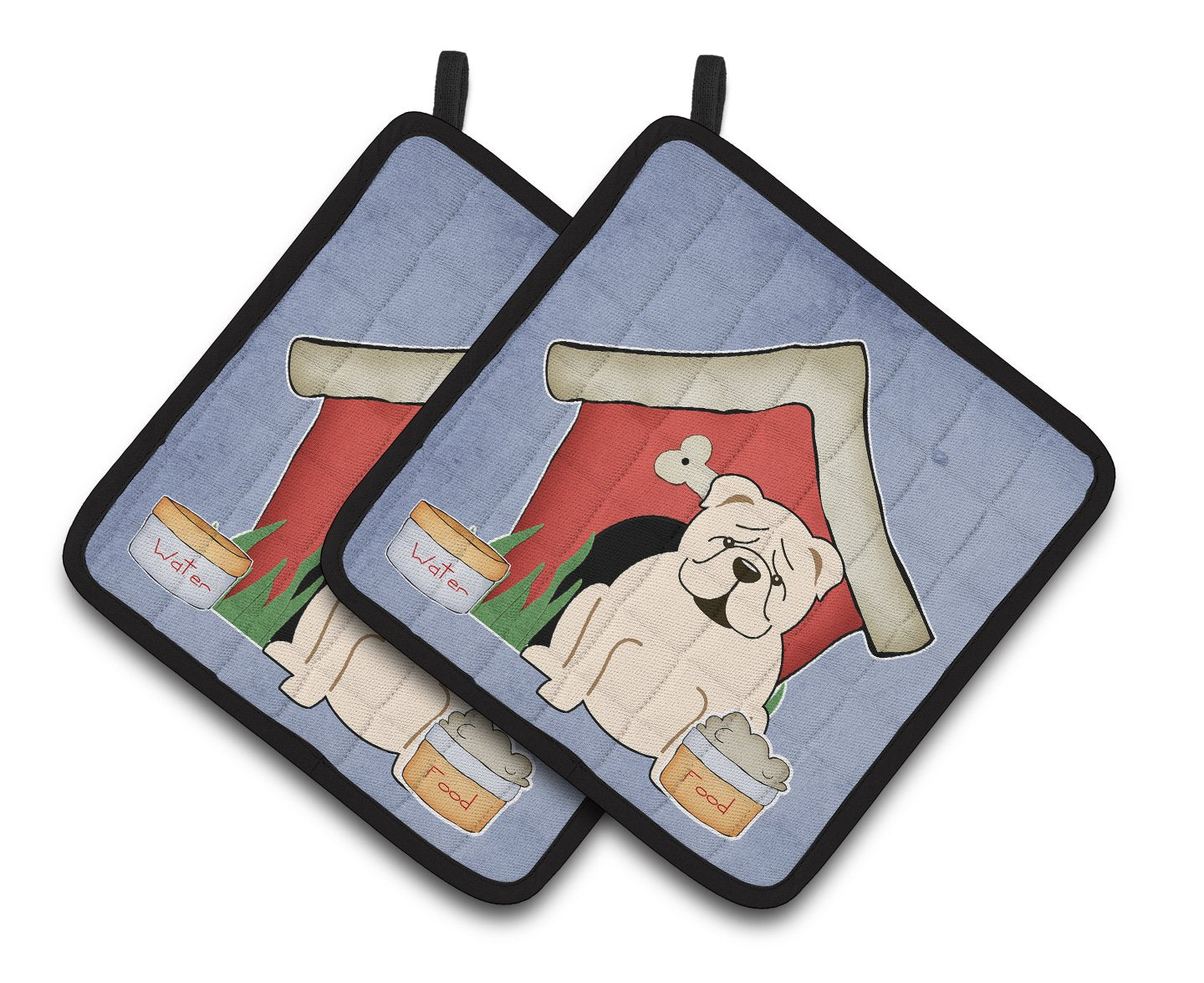 Dog House Collection English Bulldog White Pair of Pot Holders by Caroline's Treasures