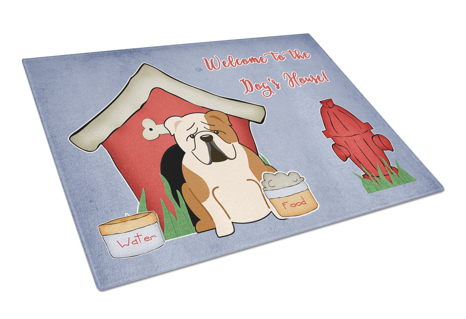 Dog House Collection English Bulldog Fawn White Glass Cutting Board Large BB2879LCB by Caroline's Treasures