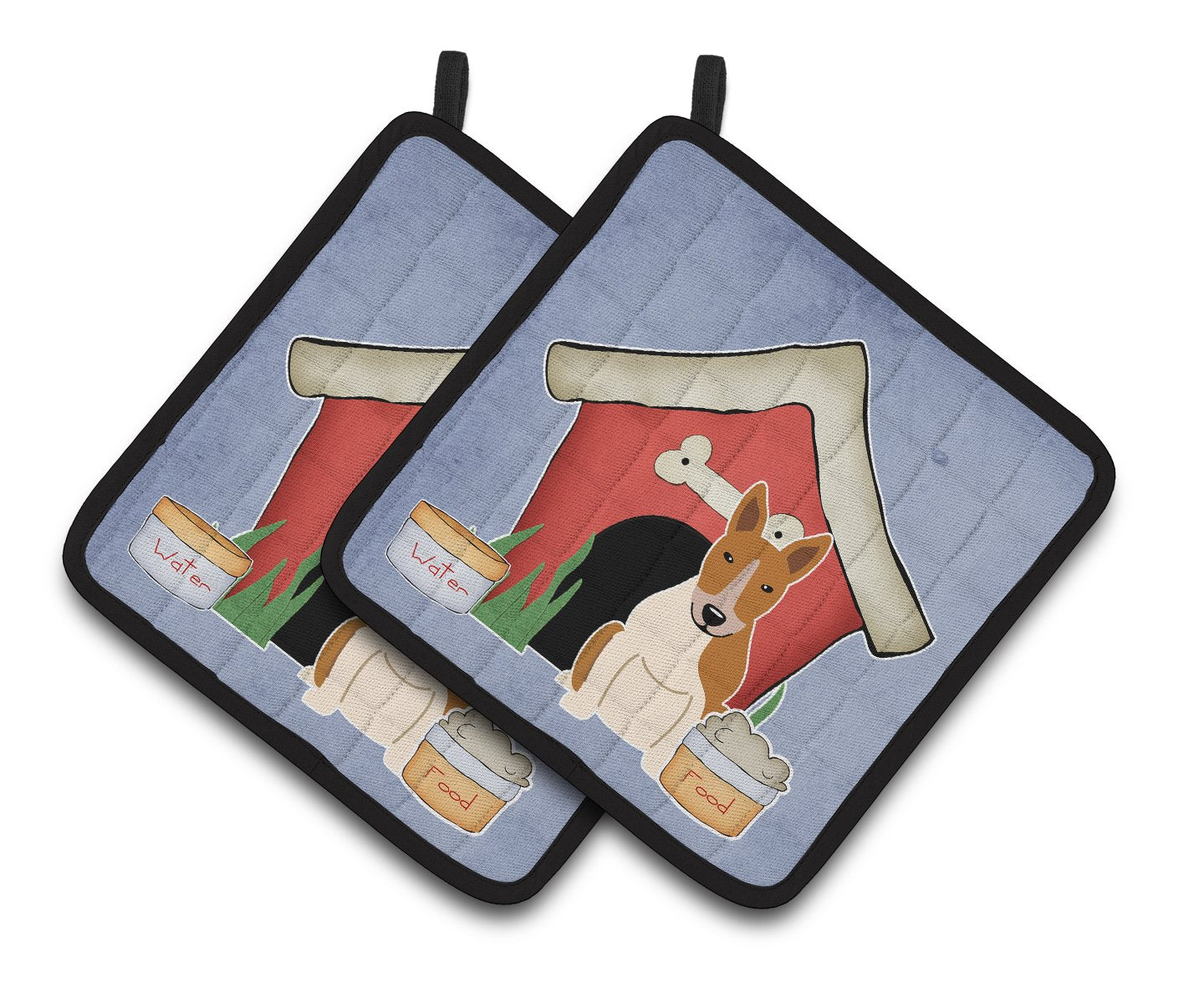 Dog House Collection Bull Terrier Red White Pair of Pot Holders by Caroline's Treasures