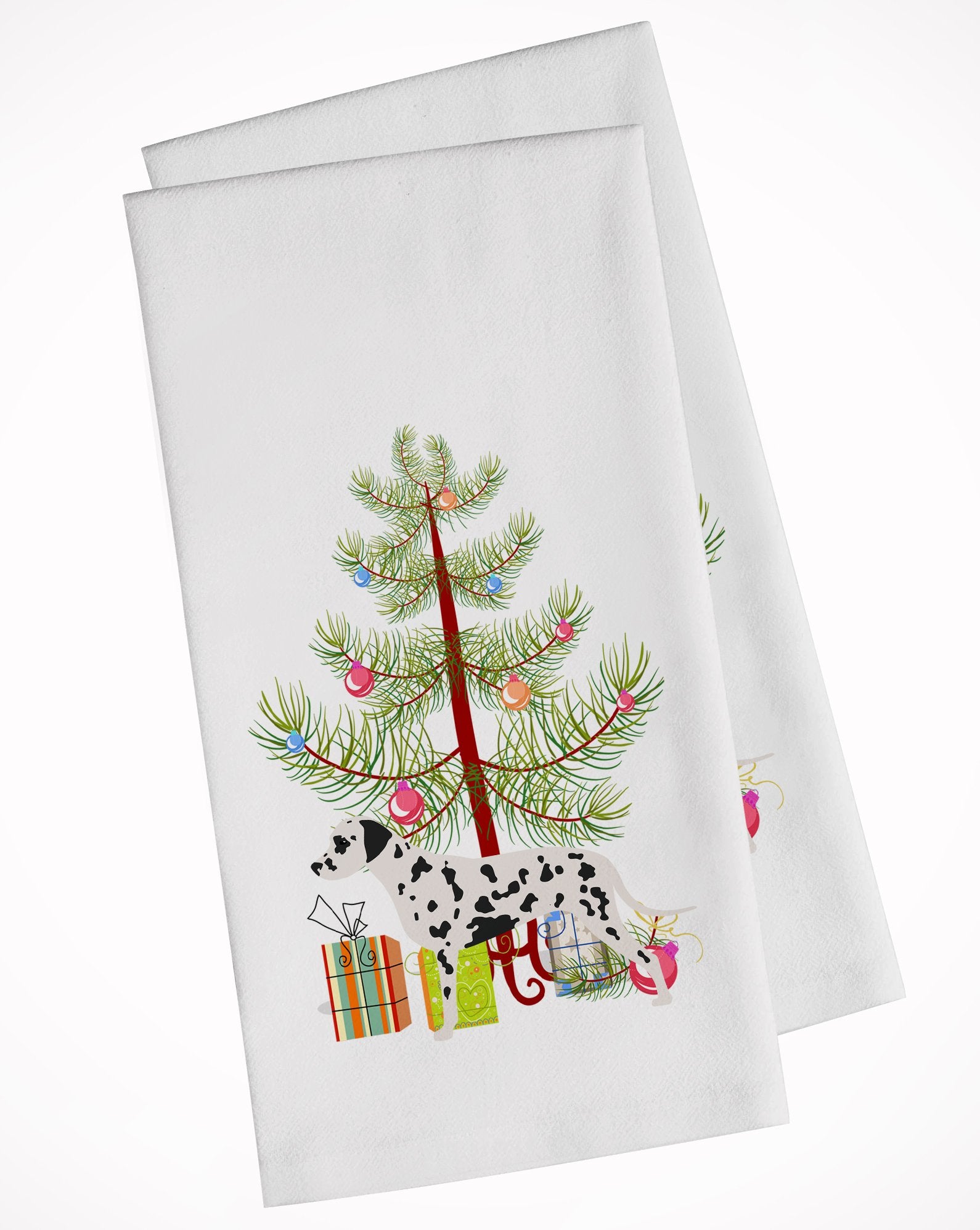 Dalmatian Merry Christmas Tree White Kitchen Towel Set of 2 BB2901WTKT by Caroline's Treasures