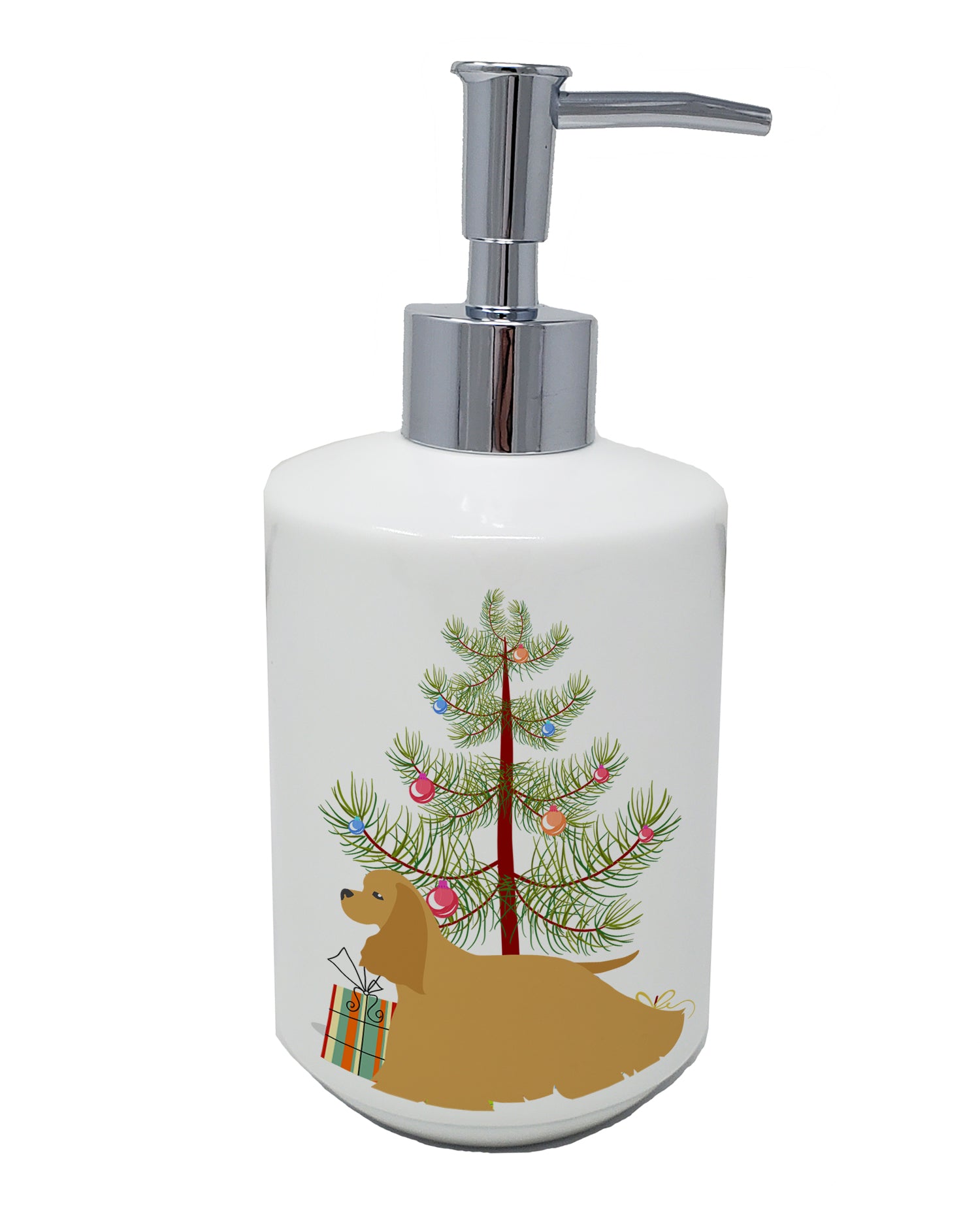 Buy this Cocker Spaniel Merry Christmas Tree Ceramic Soap Dispenser