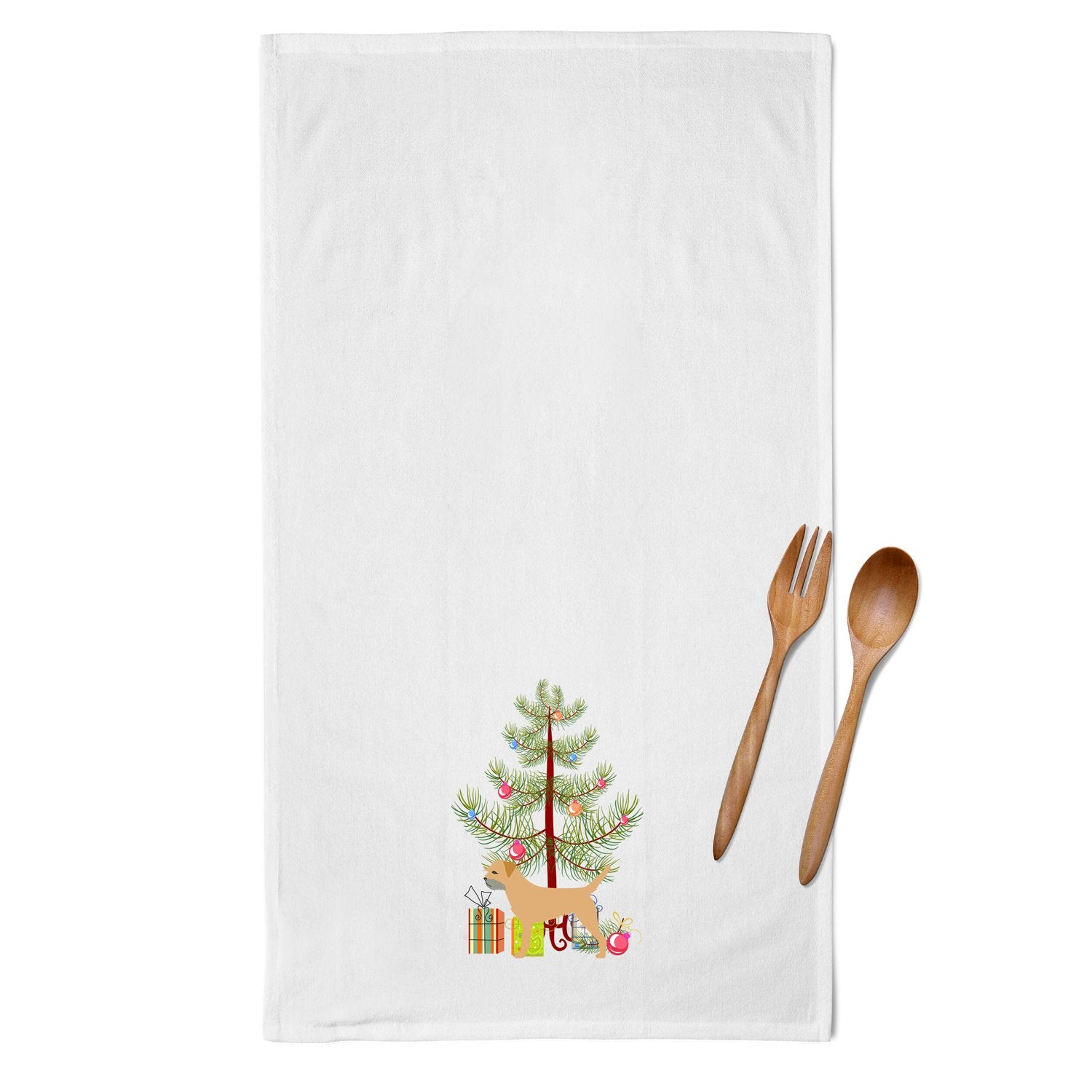 Border Terrier Merry Christmas Tree White Kitchen Towel Set of 2 BB2907WTKT by Caroline's Treasures