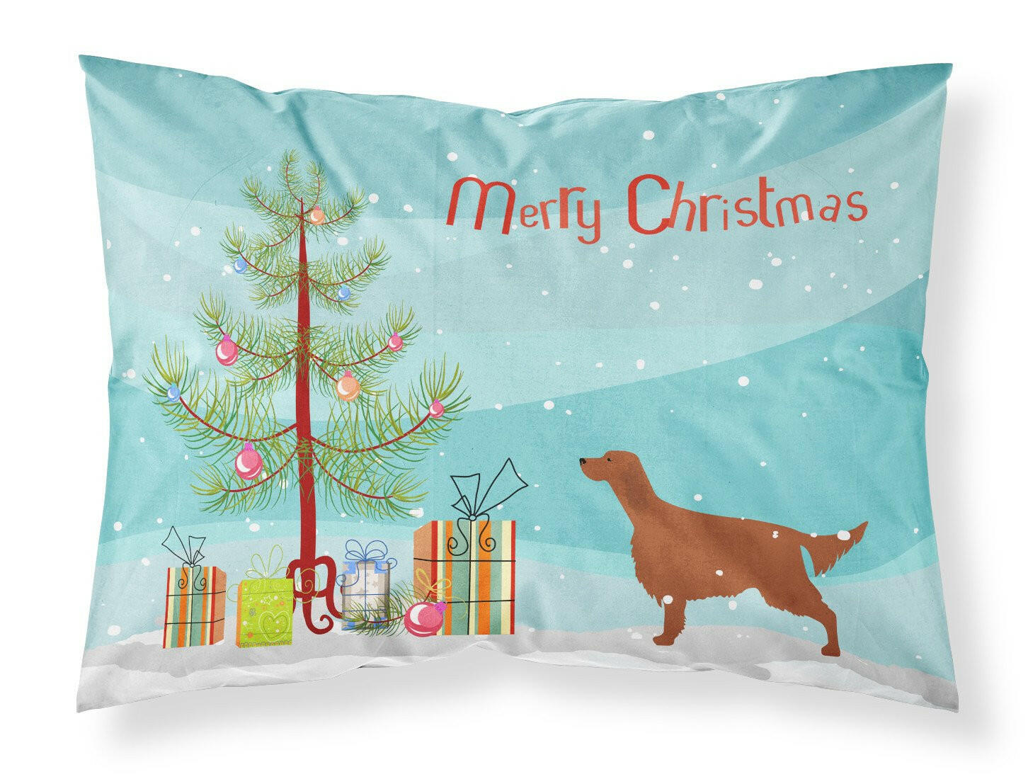 Irish Setter Merry Christmas Tree Fabric Standard Pillowcase BB2911PILLOWCASE by Caroline's Treasures