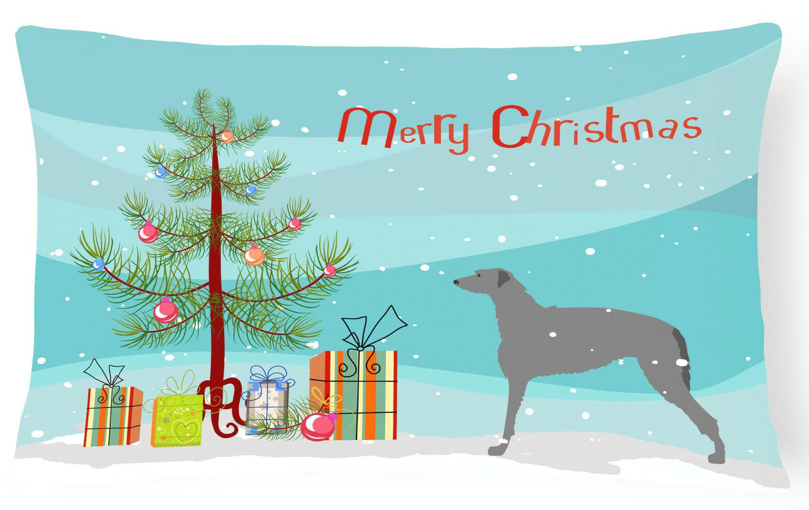 Scottish Deerhound Merry Christmas Tree Canvas Fabric Decorative Pillow BB2914PW1216 by Caroline's Treasures