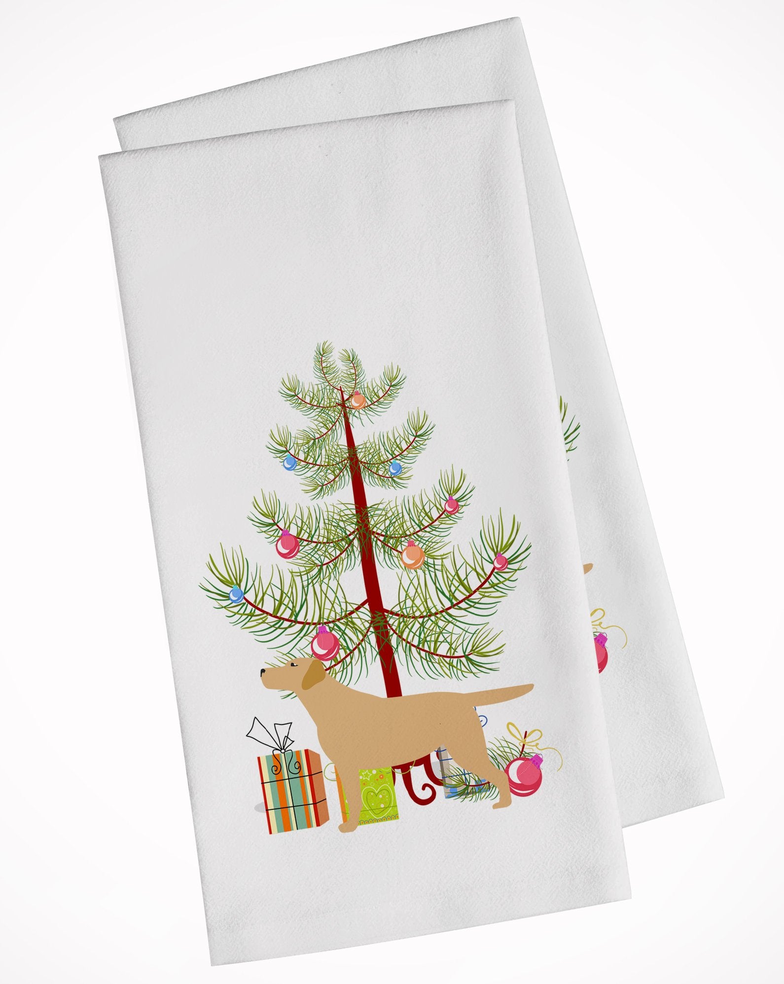 Yellow Labrador Retriever Merry Christmas Tree White Kitchen Towel Set of 2 BB2915WTKT by Caroline's Treasures