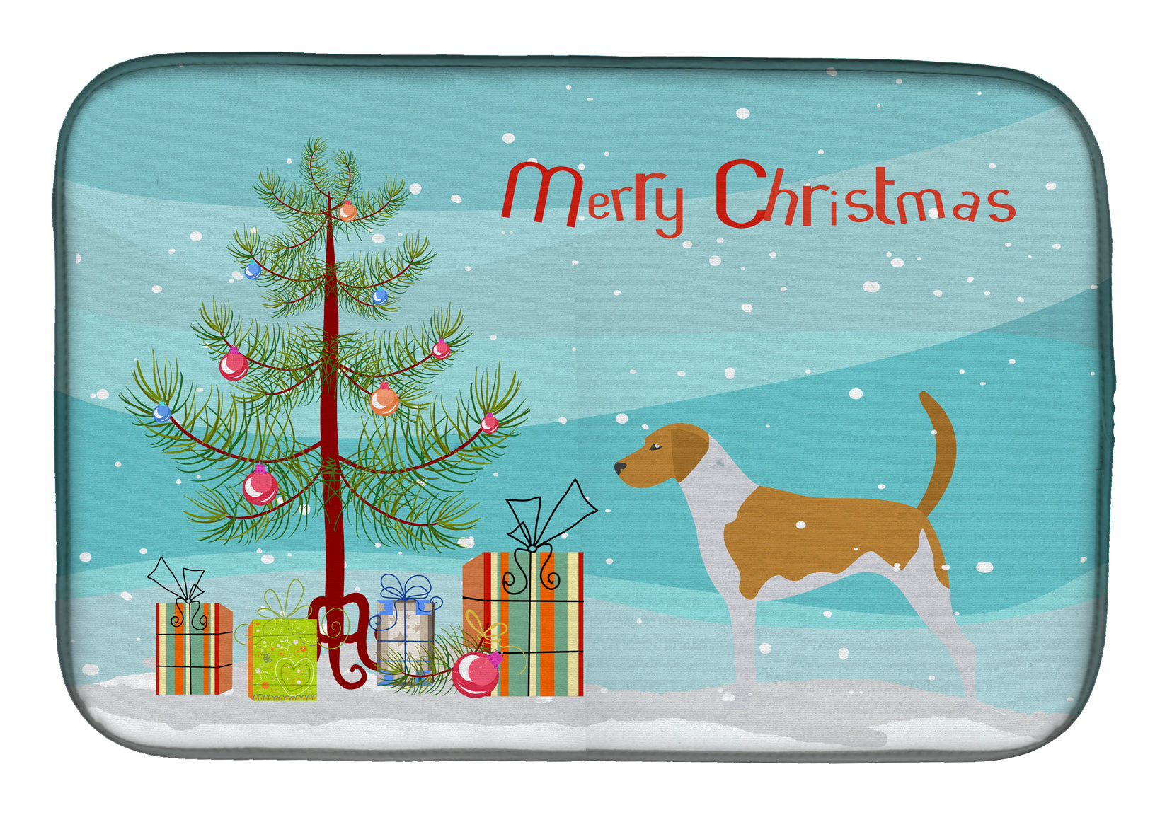 American Foxhound Merry Christmas Tree Dish Drying Mat BB2916DDM
