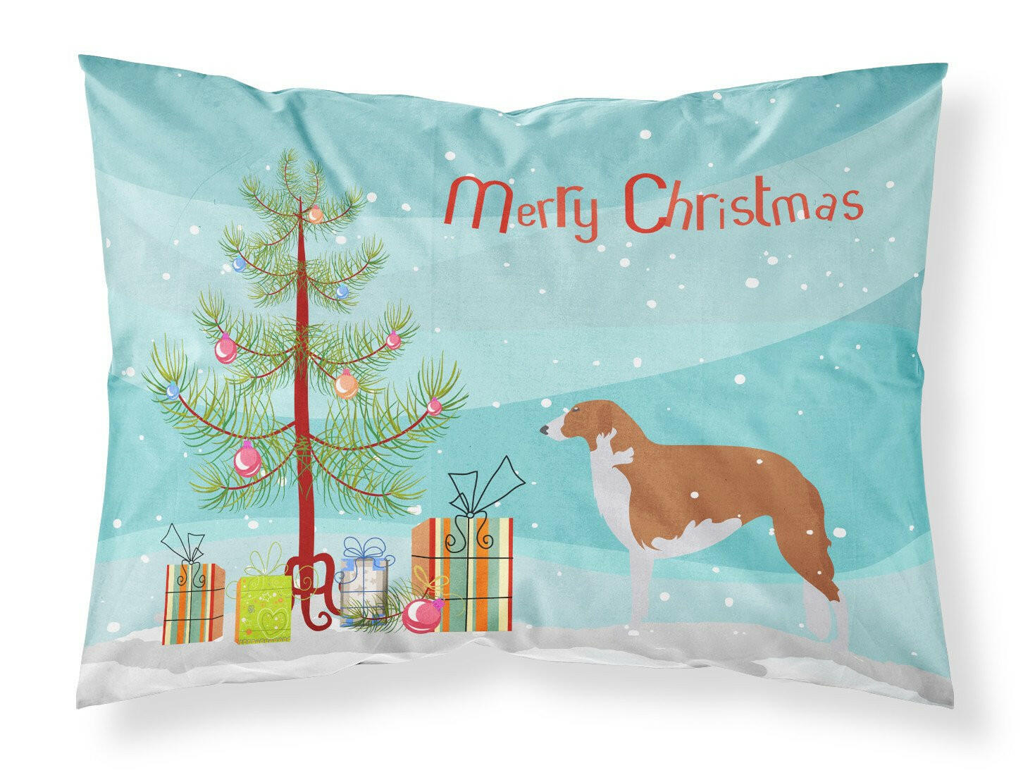 Borzoi Russian Greyhound Merry Christmas Tree Fabric Standard Pillowcase BB2917PILLOWCASE by Caroline's Treasures