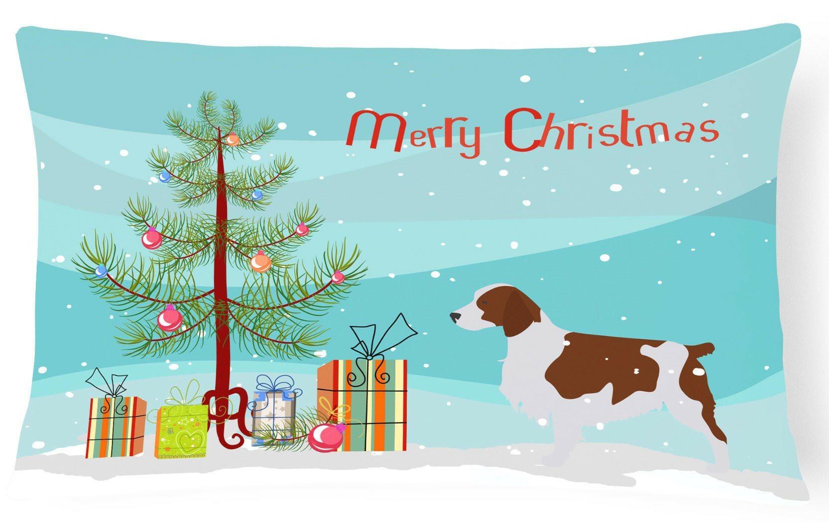 Welsh Springer Spaniel Merry Christmas Tree Canvas Fabric Decorative Pillow BB2918PW1216 by Caroline's Treasures