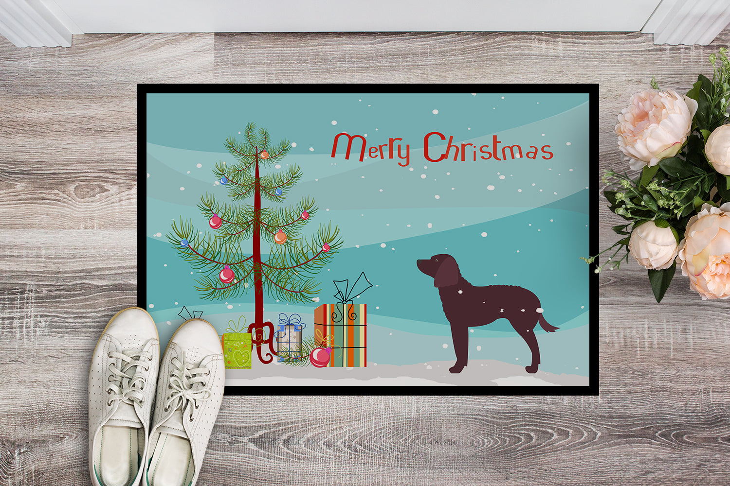 American Water Spaniel Merry Christmas Tree Indoor or Outdoor Mat 18x27 BB2919MAT - the-store.com