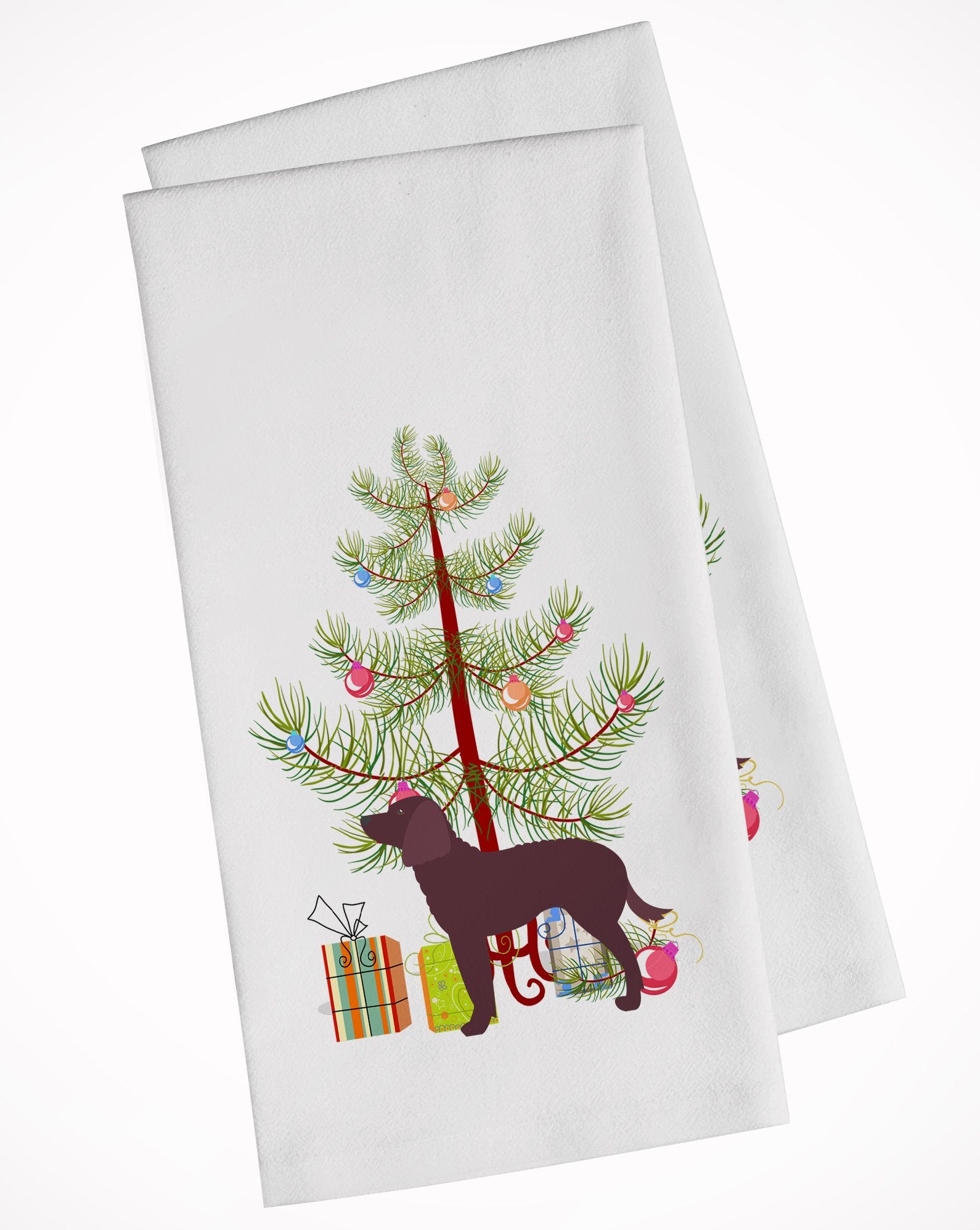 American Water Spaniel Merry Christmas Tree White Kitchen Towel Set of 2 BB2919WTKT by Caroline's Treasures