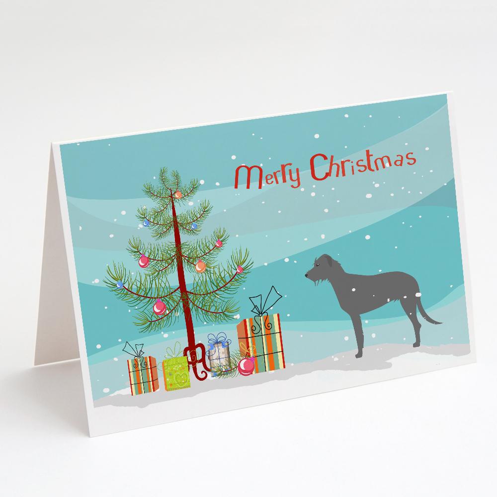 Buy this Irish Wolfhound Merry Christmas Tree Greeting Cards and Envelopes Pack of 8
