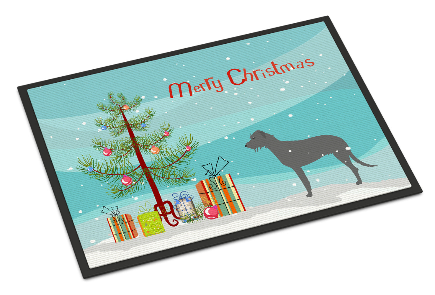 Irish Wolfhound Merry Christmas Tree Indoor or Outdoor Mat 18x27 BB2921MAT - the-store.com