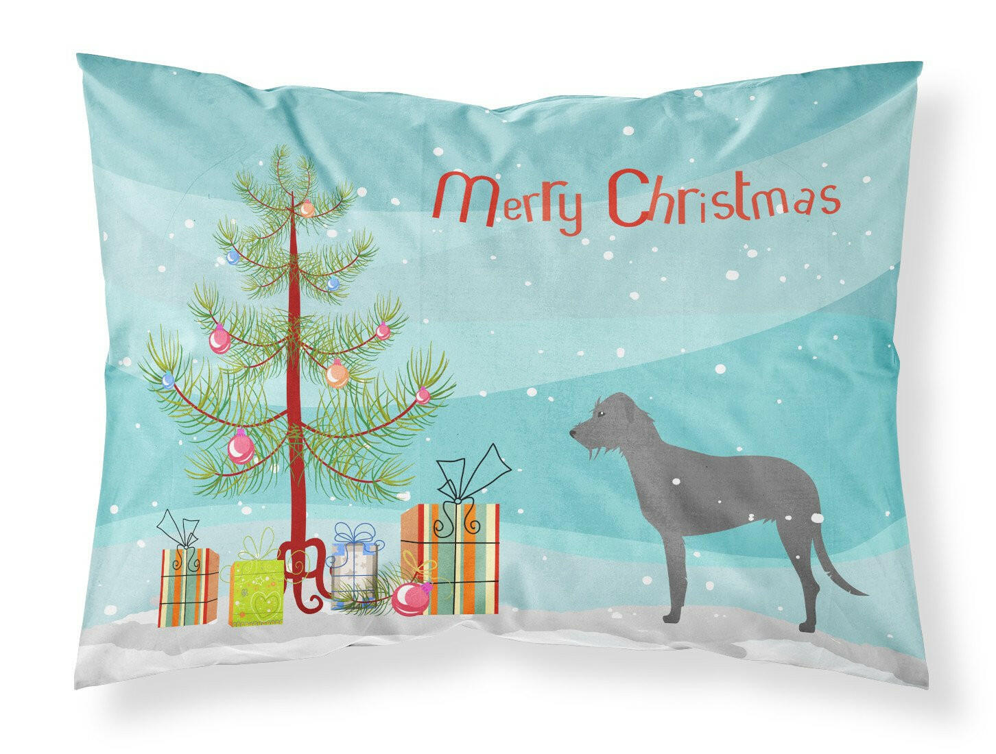 Irish Wolfhound Merry Christmas Tree Fabric Standard Pillowcase BB2921PILLOWCASE by Caroline's Treasures