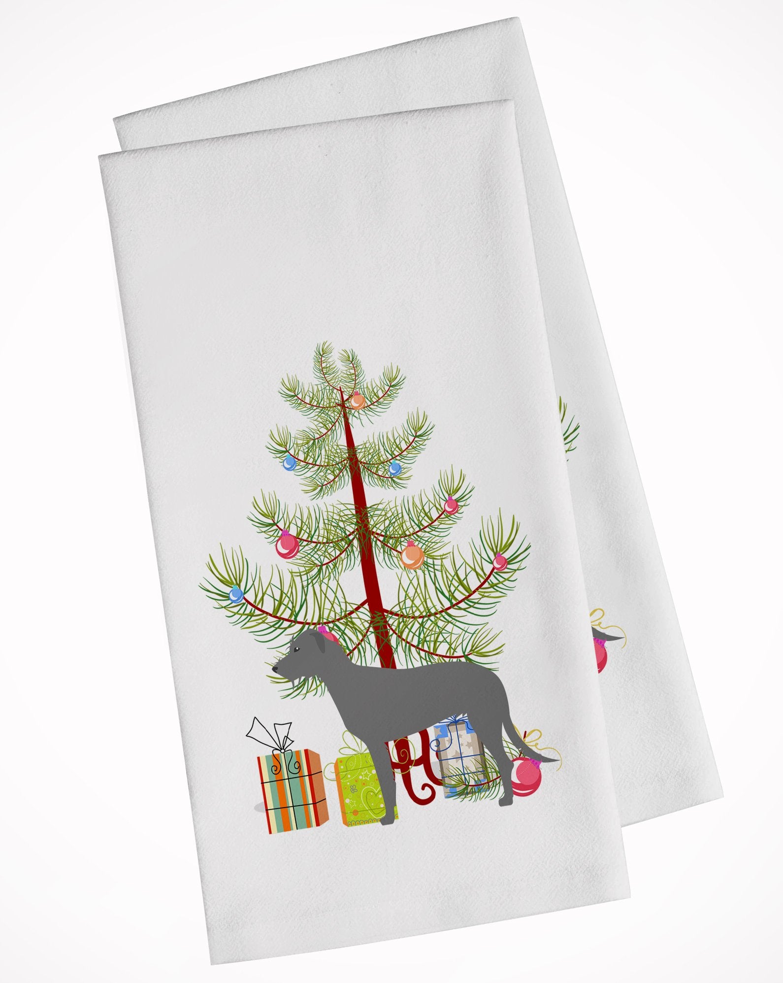 Irish Wolfhound Merry Christmas Tree White Kitchen Towel Set of 2 BB2921WTKT by Caroline's Treasures