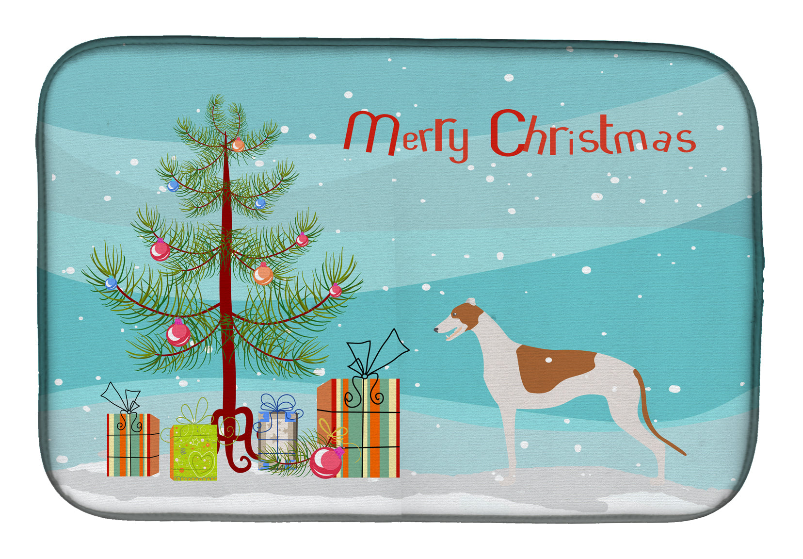 Greyhound Merry Christmas Tree Dish Drying Mat BB2923DDM