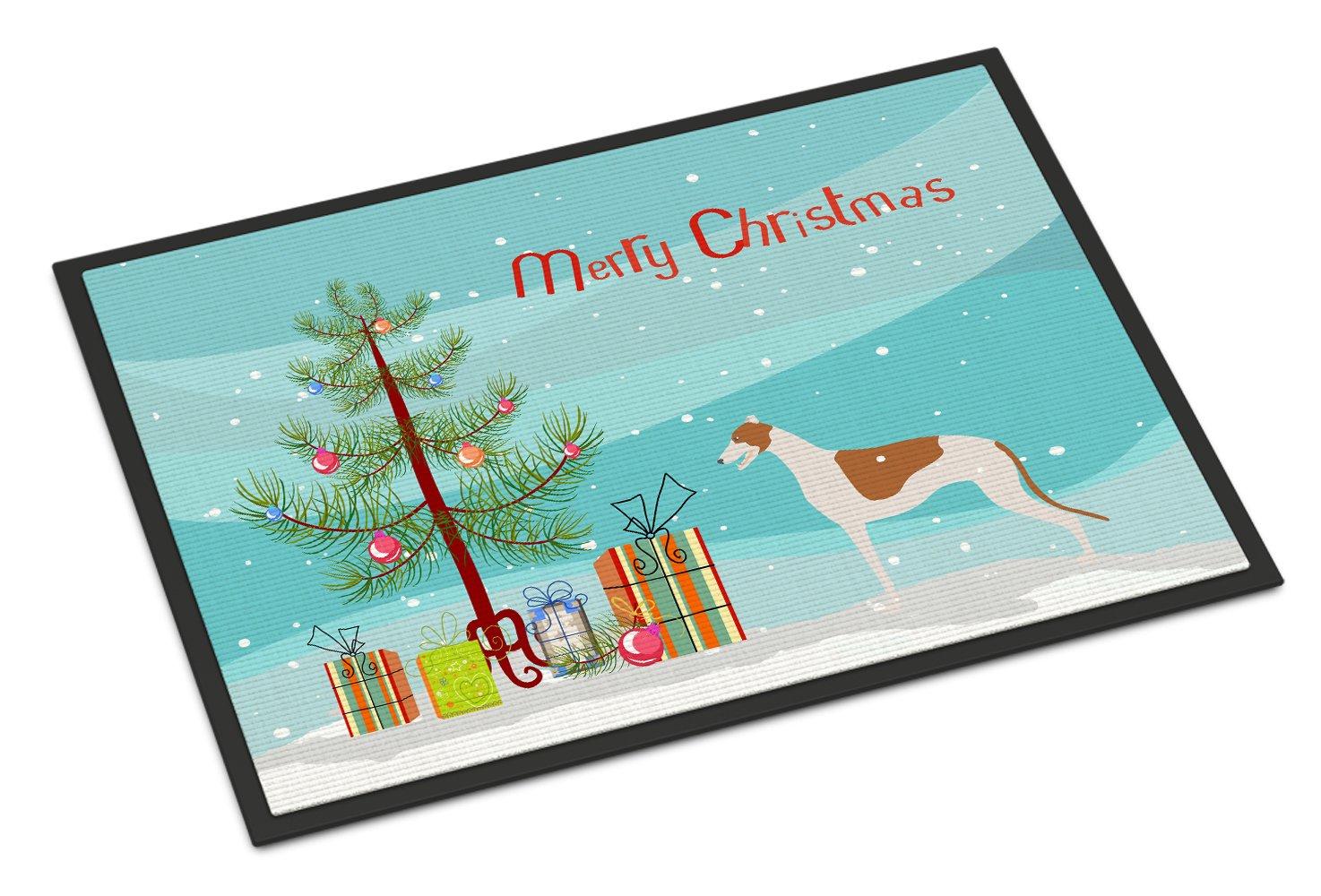 Greyhound Merry Christmas Tree Indoor or Outdoor Mat 24x36 BB2923JMAT by Caroline's Treasures