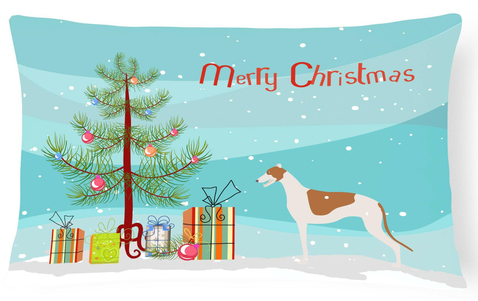 Greyhound Merry Christmas Tree Canvas Fabric Decorative Pillow BB2923PW1216 by Caroline's Treasures