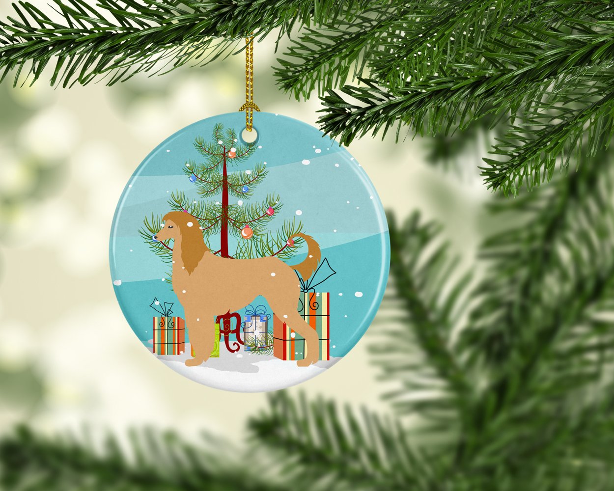 Afghan Hound Merry Christmas Tree Ceramic Ornament BB2924CO1 by Caroline's Treasures