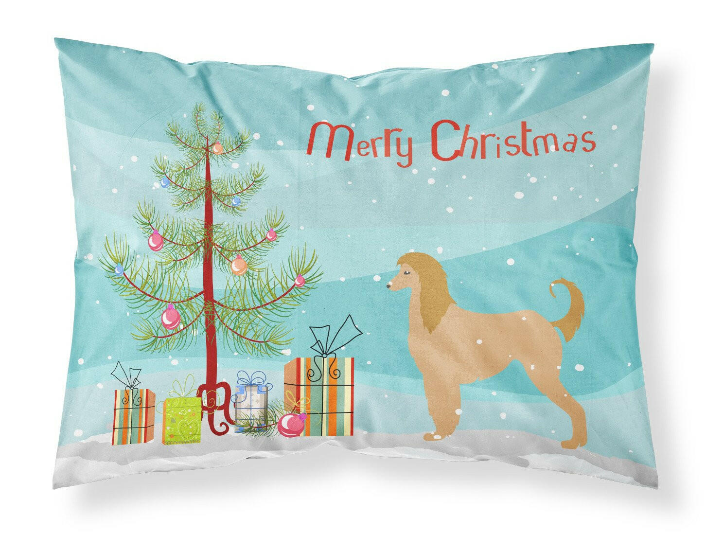 Afghan Hound Merry Christmas Tree Fabric Standard Pillowcase BB2924PILLOWCASE by Caroline's Treasures