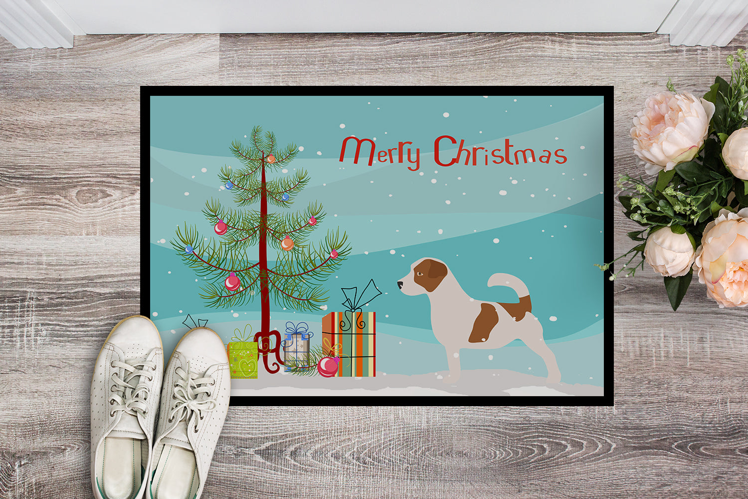 Jack Russell Terrier Merry Christmas Tree Indoor or Outdoor Mat 18x27 BB2925MAT - the-store.com