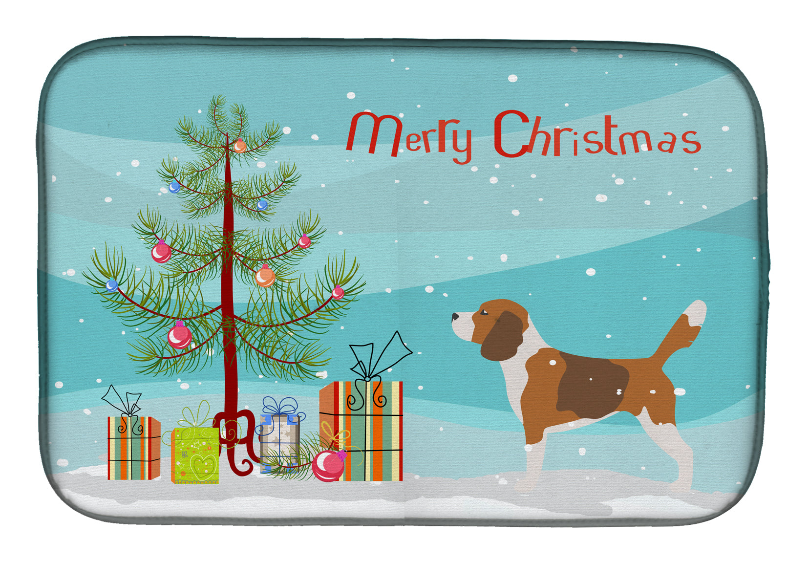 Beagle Merry Christmas Tree Dish Drying Mat BB2928DDM