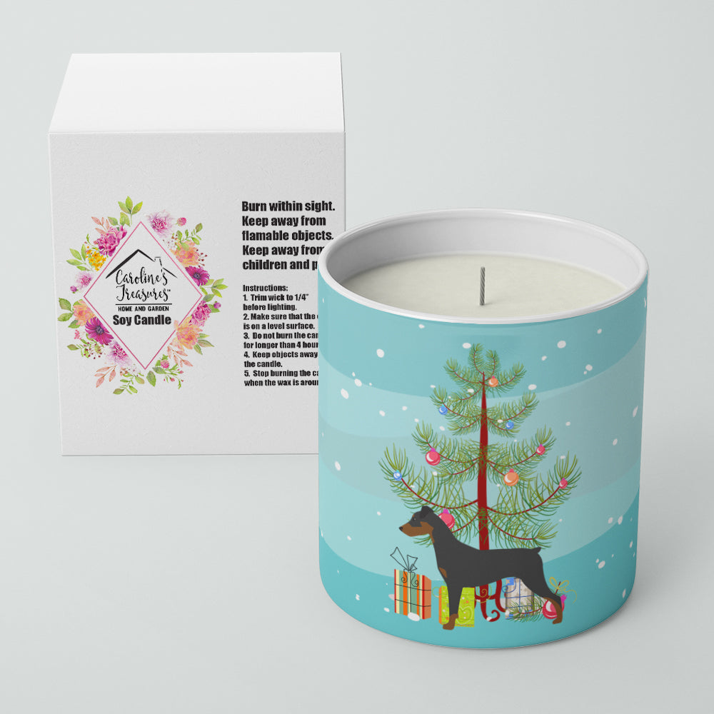 German Pinscher Merry Christmas Tree 10 oz Decorative Soy Candle - the-store.com
