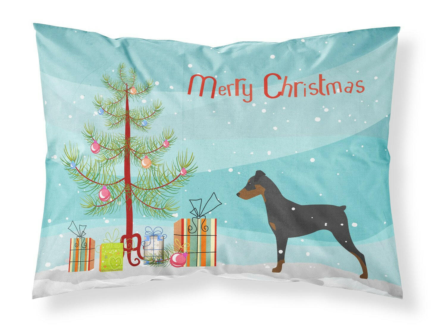 German Pinscher Merry Christmas Tree Fabric Standard Pillowcase BB2931PILLOWCASE by Caroline's Treasures