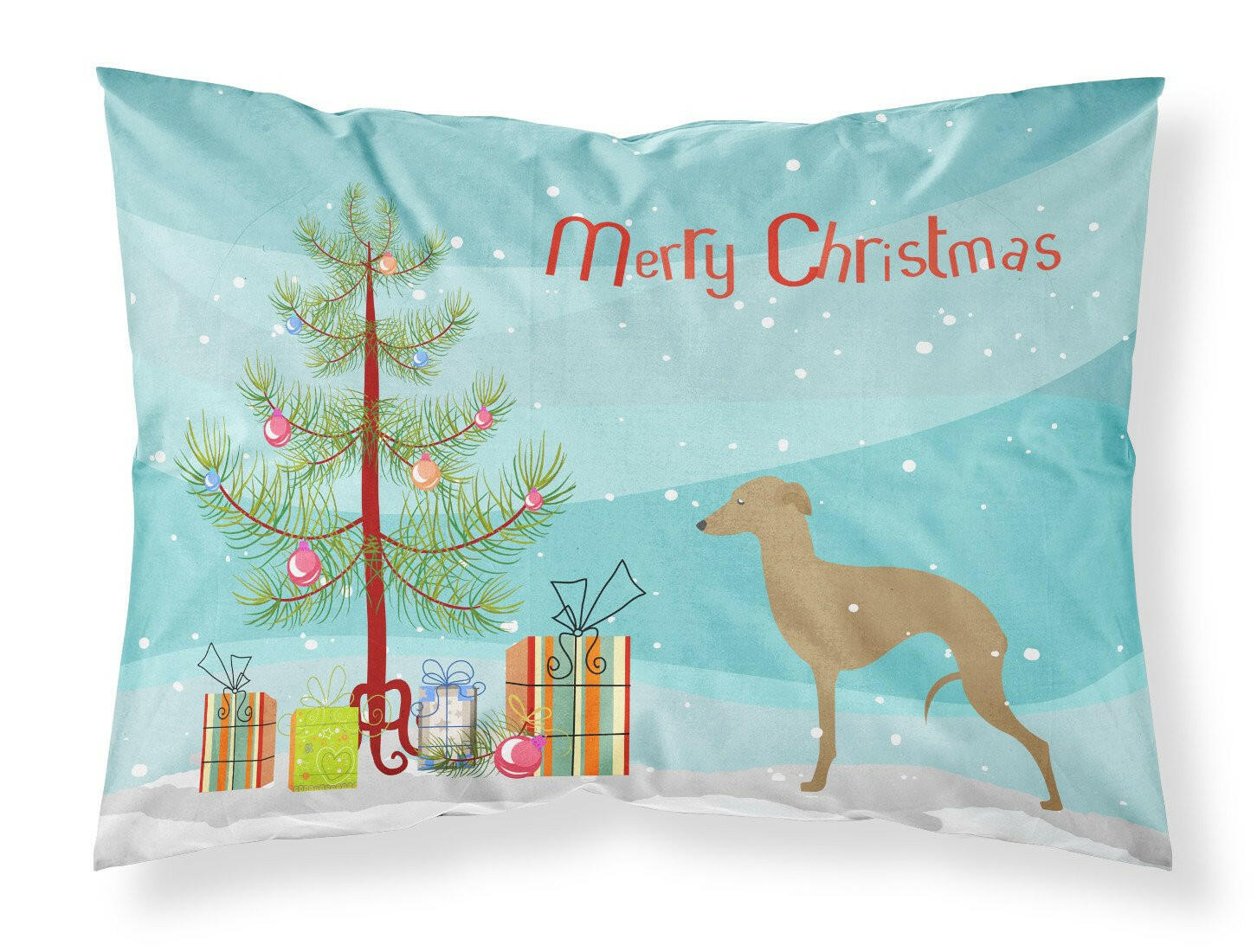 Italian Greyhound Merry Christmas Tree Fabric Standard Pillowcase BB2932PILLOWCASE by Caroline's Treasures