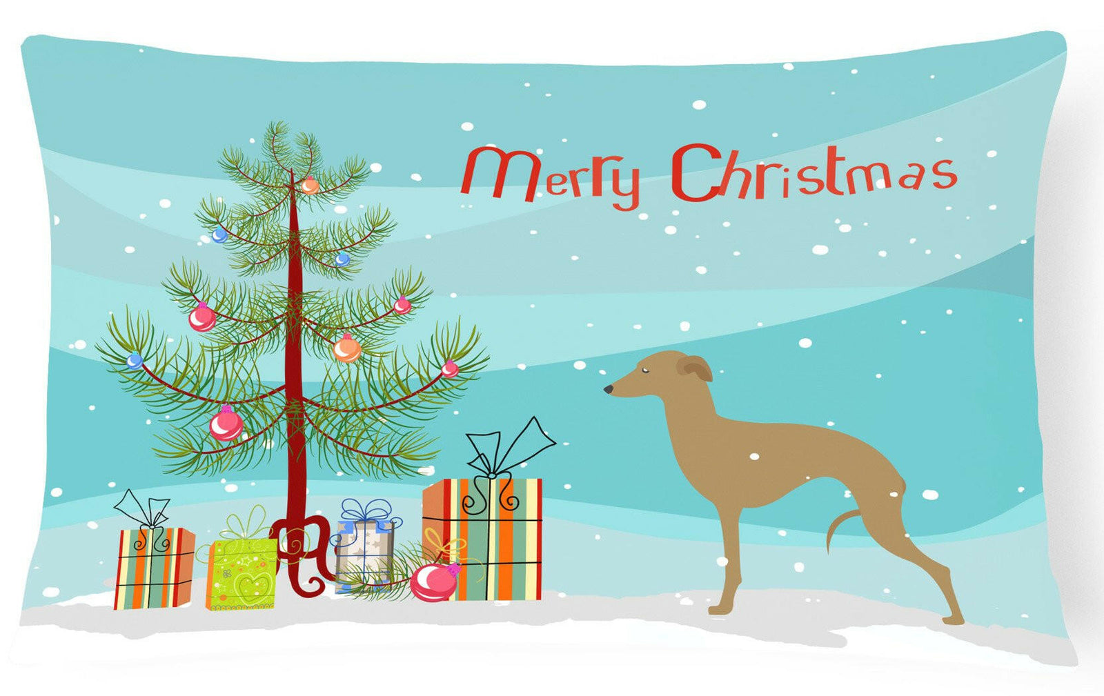 Italian Greyhound Merry Christmas Tree Canvas Fabric Decorative Pillow BB2932PW1216 by Caroline's Treasures