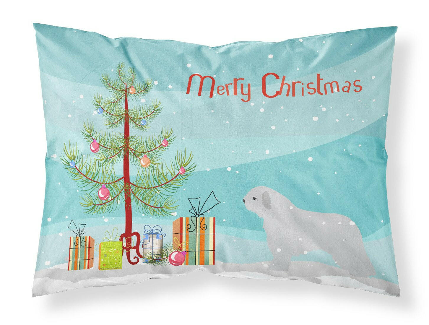 Spanish Water Dog Merry Christmas Tree Fabric Standard Pillowcase BB2933PILLOWCASE by Caroline's Treasures