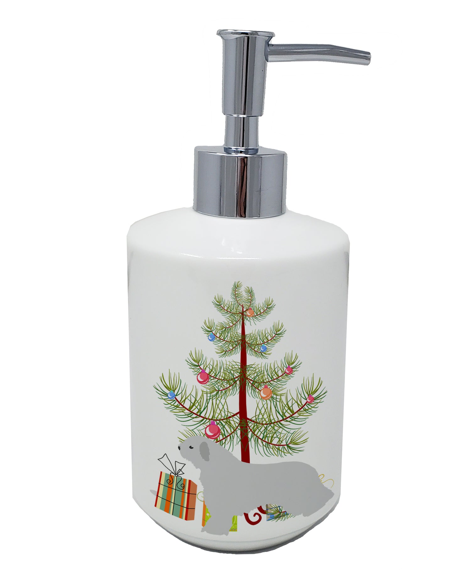 Buy this Spanish Water Dog Merry Christmas Tree Ceramic Soap Dispenser