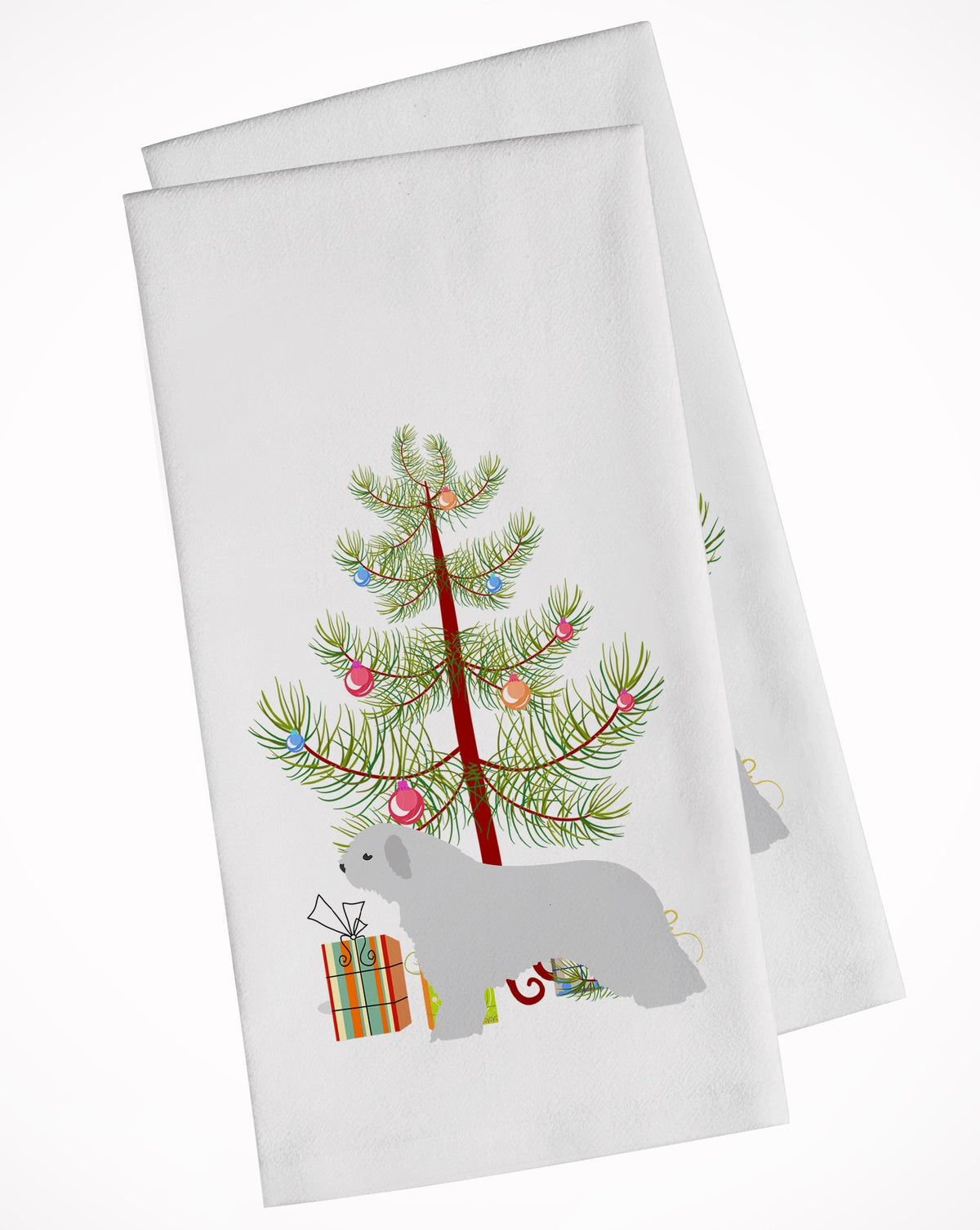 Spanish Water Dog Merry Christmas Tree White Kitchen Towel Set of 2 BB2933WTKT by Caroline&#39;s Treasures