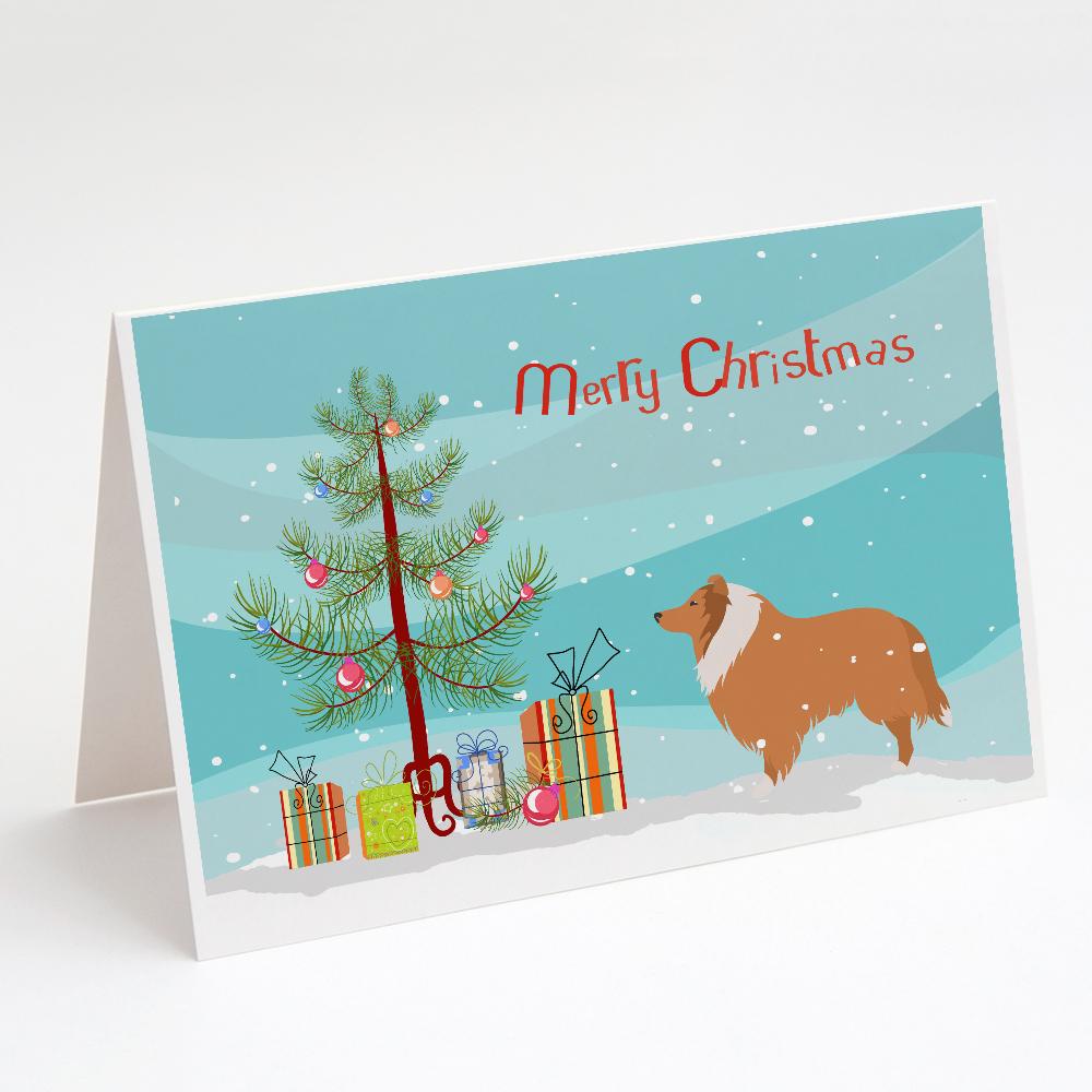 Buy this Collie Dog Merry Christmas Tree Greeting Cards and Envelopes Pack of 8