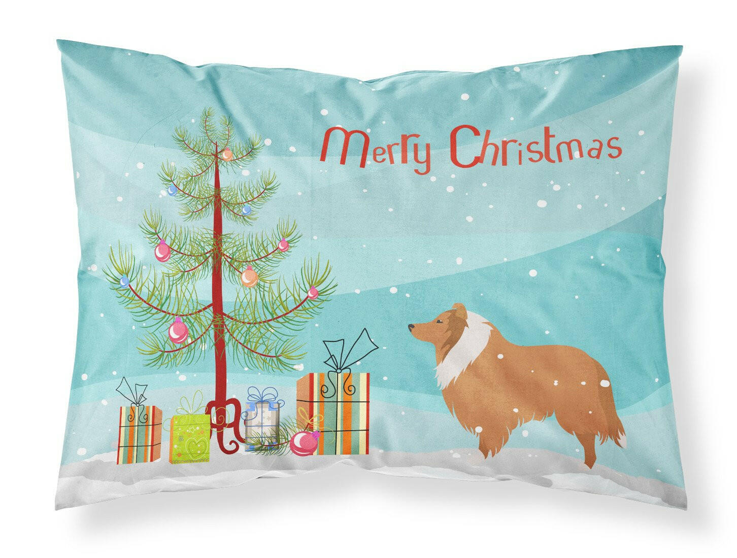 Collie Dog Merry Christmas Tree Fabric Standard Pillowcase BB2934PILLOWCASE by Caroline's Treasures