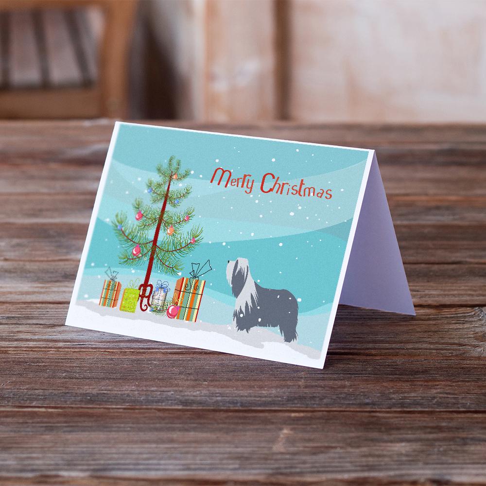 Buy this Bearded Collie Dog Merry Christmas Tree Greeting Cards and Envelopes Pack of 8