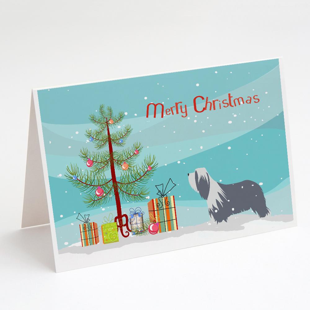 Buy this Bearded Collie Dog Merry Christmas Tree Greeting Cards and Envelopes Pack of 8