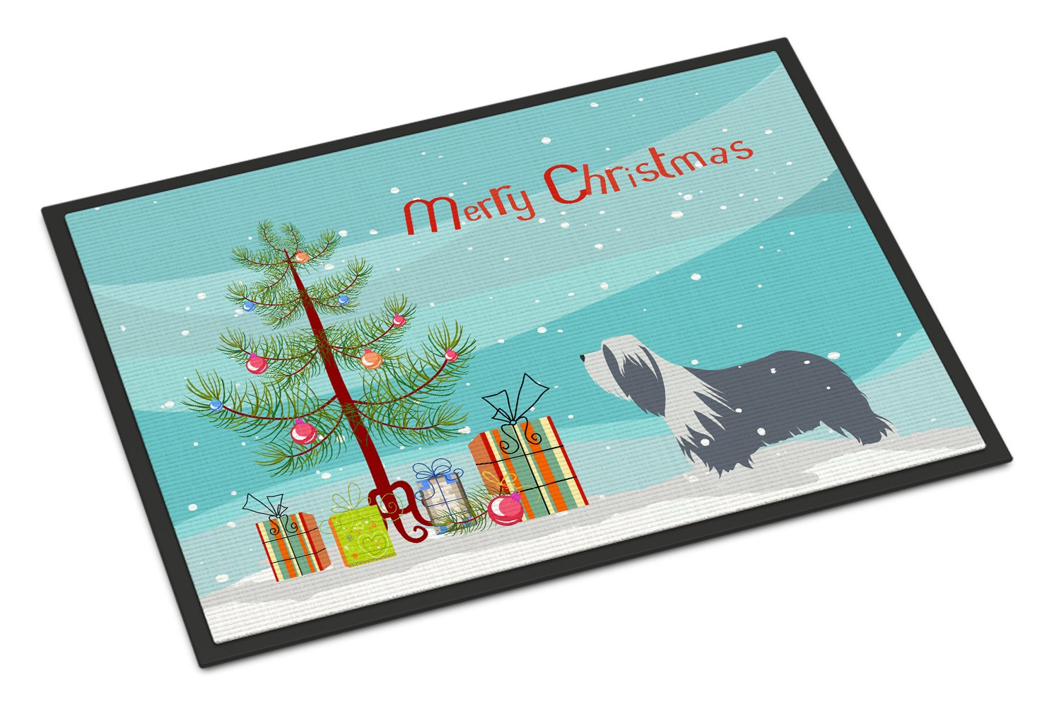 Bearded Collie Dog Merry Christmas Tree Indoor or Outdoor Mat 24x36 BB2935JMAT by Caroline's Treasures