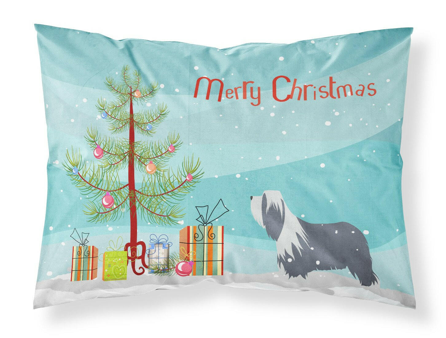 Bearded Collie Dog Merry Christmas Tree Fabric Standard Pillowcase BB2935PILLOWCASE by Caroline's Treasures